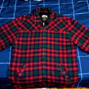 Stussy burly gear flannel zip up jacket